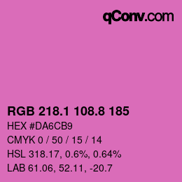 カラーコード: RGB 218.1 108.8 185 | qconv.com