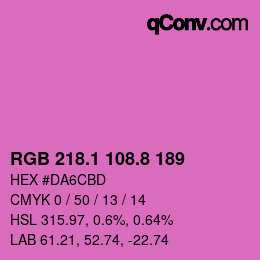 カラーコード: RGB 218.1 108.8 189 | qconv.com