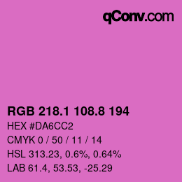 カラーコード: RGB 218.1 108.8 194 | qconv.com