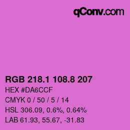 カラーコード: RGB 218.1 108.8 207 | qconv.com