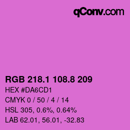 カラーコード: RGB 218.1 108.8 209 | qconv.com