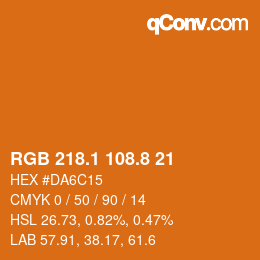 カラーコード: RGB 218.1 108.8 21 | qconv.com