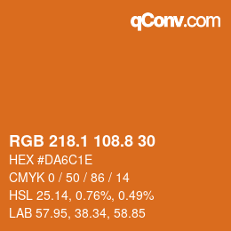 Color code: RGB 218.1 108.8 30 | qconv.com
