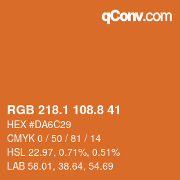 Color code: RGB 218.1 108.8 41 | qconv.com