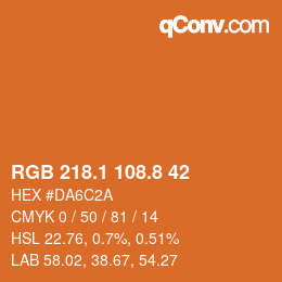 Color code: RGB 218.1 108.8 42 | qconv.com
