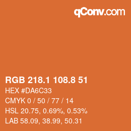 Color code: RGB 218.1 108.8 51 | qconv.com