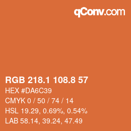 Farbcode: RGB 218.1 108.8 57 | qconv.com