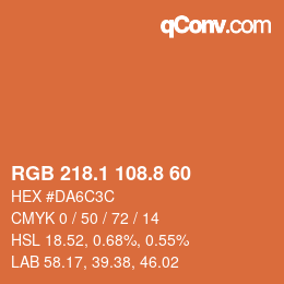 Color code: RGB 218.1 108.8 60 | qconv.com