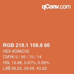 Farbcode: RGB 218.1 108.8 66 | qconv.com