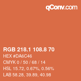 Farbcode: RGB 218.1 108.8 70 | qconv.com