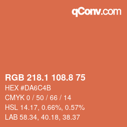 カラーコード: RGB 218.1 108.8 75 | qconv.com
