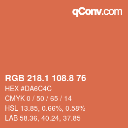 Farbcode: RGB 218.1 108.8 76 | qconv.com