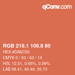 Farbcode: RGB 218.1 108.8 80 | qconv.com