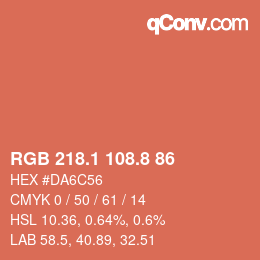 カラーコード: RGB 218.1 108.8 86 | qconv.com