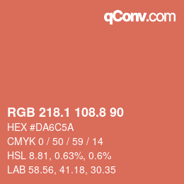 Farbcode: RGB 218.1 108.8 90 | qconv.com