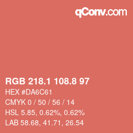 カラーコード: RGB 218.1 108.8 97 | qconv.com