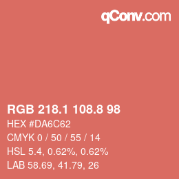 カラーコード: RGB 218.1 108.8 98 | qconv.com