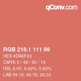 カラーコード: RGB 218.1 111 99 | qconv.com