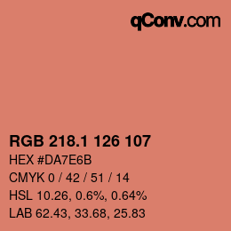 カラーコード: RGB 218.1 126 107 | qconv.com