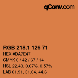 カラーコード: RGB 218.1 126 71 | qconv.com
