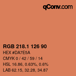カラーコード: RGB 218.1 126 90 | qconv.com