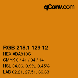カラーコード: RGB 218.1 129 12 | qconv.com