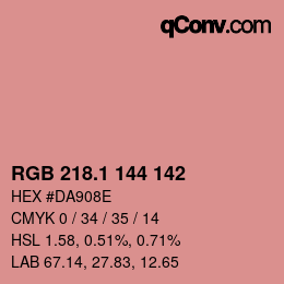 カラーコード: RGB 218.1 144 142 | qconv.com
