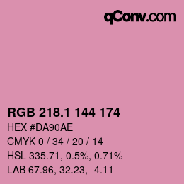 カラーコード: RGB 218.1 144 174 | qconv.com