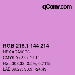 カラーコード: RGB 218.1 144 214 | qconv.com