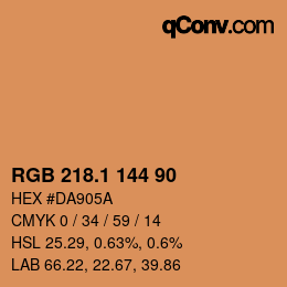 カラーコード: RGB 218.1 144 90 | qconv.com