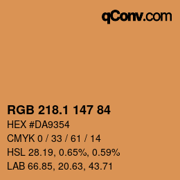 カラーコード: RGB 218.1 147 84 | qconv.com