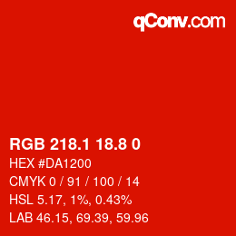 Color code: RGB 218.1 18.8 0 | qconv.com