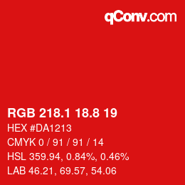 カラーコード: RGB 218.1 18.8 19 | qconv.com