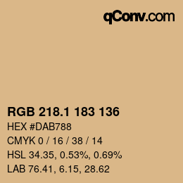 カラーコード: RGB 218.1 183 136 | qconv.com