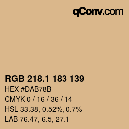 カラーコード: RGB 218.1 183 139 | qconv.com