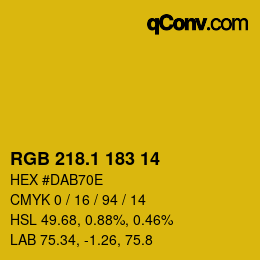 カラーコード: RGB 218.1 183 14 | qconv.com