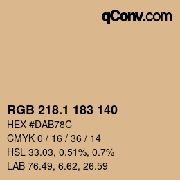 カラーコード: RGB 218.1 183 140 | qconv.com