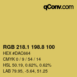 カラーコード: RGB 218.1 198.8 100 | qconv.com