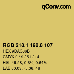 カラーコード: RGB 218.1 198.8 107 | qconv.com