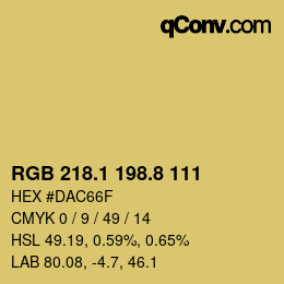 カラーコード: RGB 218.1 198.8 111 | qconv.com