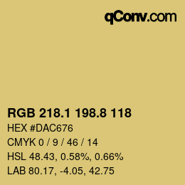 Color code: RGB 218.1 198.8 118 | qconv.com