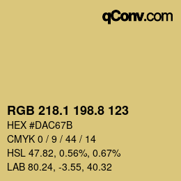 Color code: RGB 218.1 198.8 123 | qconv.com
