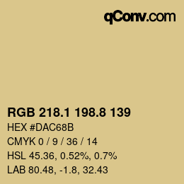 Color code: RGB 218.1 198.8 139 | qconv.com