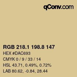 Color code: RGB 218.1 198.8 147 | qconv.com