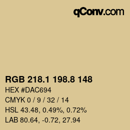 Color code: RGB 218.1 198.8 148 | qconv.com