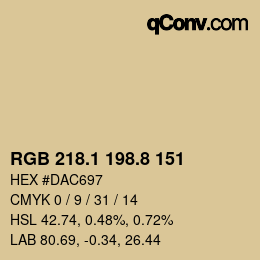 Color code: RGB 218.1 198.8 151 | qconv.com