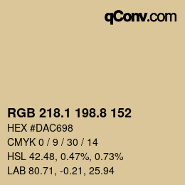 Color code: RGB 218.1 198.8 152 | qconv.com
