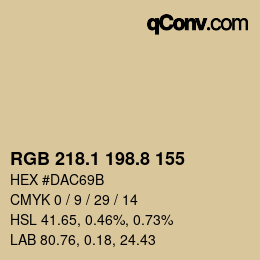 Color code: RGB 218.1 198.8 155 | qconv.com
