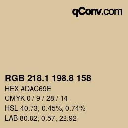 Color code: RGB 218.1 198.8 158 | qconv.com