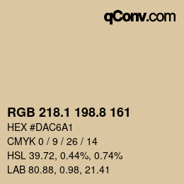 Color code: RGB 218.1 198.8 161 | qconv.com